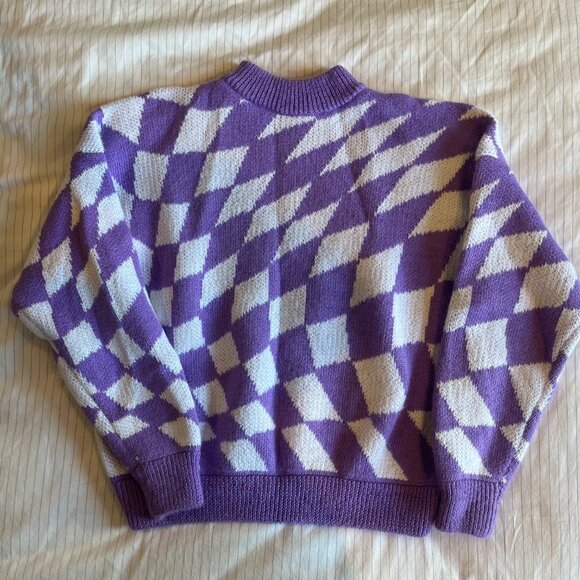 Lisa Says Gah Emma Sweater in Purple Warp Check - Picture 4 of 6